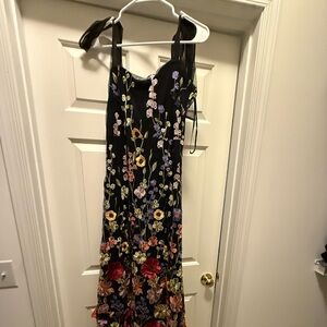 Floral Formal Embroidered Black Dress